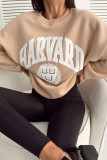 Casual Letter Printing O Neck Tops