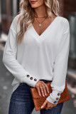 Sexy Simplicity Solid Buttons V Neck Tops