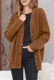 Casual Simplicity Solid Buttons V Neck Tops