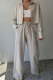 Casual Solid Frenulum Turndown Collar Long Sleeve Two Pieces