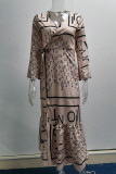 Elegant Print Patchwork High Opening V Neck Printed Dress Dresses