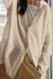 Casual Simplicity Solid Buttons V Neck Tops