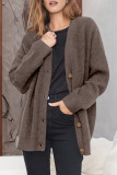 Casual Simplicity Solid Buttons V Neck Tops