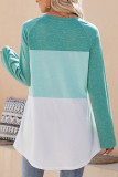 Casual Color Block Contrast O Neck Tops