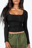 Daily Simplicity Solid U Neck Tops
