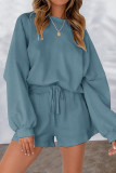 Casual Simplicity Solid Frenulum O Neck Long Sleeve Two Pieces