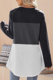 Casual Color Block Contrast O Neck Tops