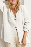 Casual Simplicity Solid Buttons V Neck Tops
