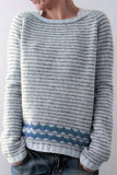 Casual Color Block Contrast O Neck Tops