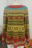 Casual Color Block Contrast O Neck Tops