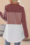 Casual Color Block Contrast O Neck Tops