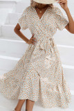 Elegant Floral Bandage Slit V Neck A Line Dresses