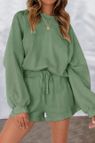 Casual Simplicity Solid Frenulum O Neck Long Sleeve Two Pieces