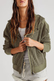 Casual Plaid Solid Pocket Hooded Collar Outerwear