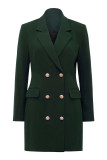 British Style Solid Pocket Turndown Collar Suit Dress Dresses
