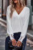 Sexy Simplicity Solid Buttons V Neck Tops