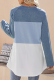 Casual Color Block Contrast O Neck Tops