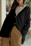 Casual Simplicity Solid Buttons V Neck Tops