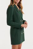 British Style Solid Pocket Turndown Collar Suit Dress Dresses