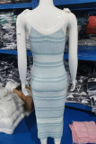 Sexy Striped Patchwork With Bow V Neck One Step Skirt Dresses