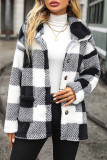 Street Plaid Patchwork Pocket Turndown Collar Outerwear