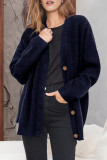 Casual Simplicity Solid Buttons V Neck Tops