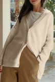 Casual Simplicity Solid Buttons V Neck Tops