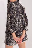 British Style Elegant Animal Print Printing Turn-back Collar Outerwear