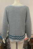 Casual Color Block Contrast O Neck Tops