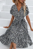 Elegant Floral Bandage Slit V Neck A Line Dresses