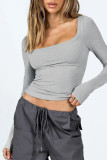 Daily Simplicity Solid U Neck Tops