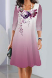 Casual Floral Patchwork O Neck A Line Dresses