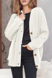 Casual Simplicity Solid Buttons V Neck Tops