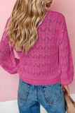 Casual Solid Hollowed Out V Neck Outerwear