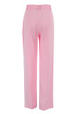 Sweet Elegant Solid Buttons Loose Wide Leg Solid Color Bottoms
