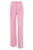 Sweet Elegant Solid Buttons Loose Wide Leg Solid Color Bottoms