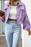 Street Solid Rivets Turndown Collar Outerwear
