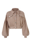 Street Solid Rivets Turndown Collar Outerwear