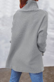 Casual Solid Slit Turtleneck Tops