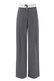 Casual Street Solid Fold Contrast Loose High Waist Wide Leg Patchwork Bottoms