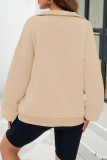 Casual Solid Pocket Zipper Mandarin Collar Tops