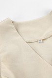 Casual British Style Solid Buttons V Neck Sleeveless Two Pieces