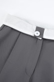Casual Street Solid Fold Contrast Loose High Waist Wide Leg Patchwork Bottoms