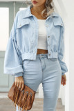 Street Solid Rivets Turndown Collar Outerwear