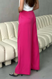 Sweet Elegant Solid Buttons Loose Wide Leg Solid Color Bottoms