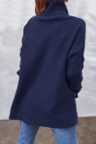 Casual Solid Slit Turtleneck Tops