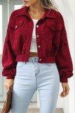 Street Solid Rivets Turndown Collar Outerwear
