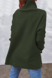 Casual Solid Slit Turtleneck Tops