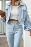 Street Solid Rivets Turndown Collar Outerwear