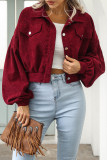 Street Solid Rivets Turndown Collar Outerwear